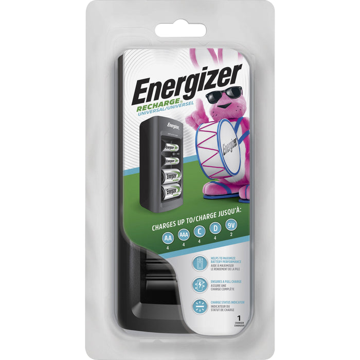 Energizer Recharge Universal Charger for NiMH Rechargeable AA, AAA, C, D, and 9V Batteries - EVECHFC