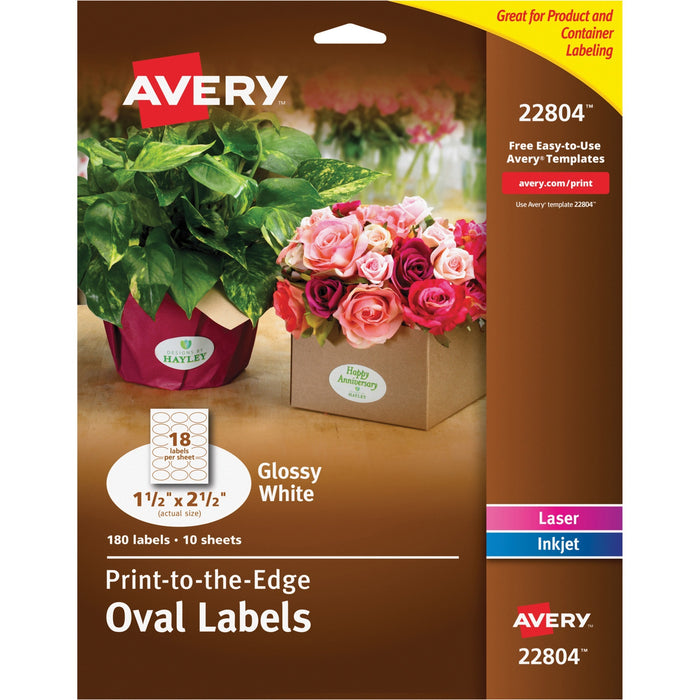 Avery&reg; Glossy White Labels - Sure Feed Technology - AVE22804