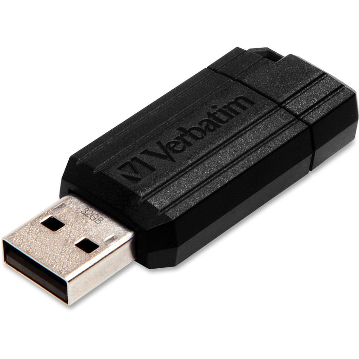 32GB PinStripe USB Flash Drive - Black - VER49064