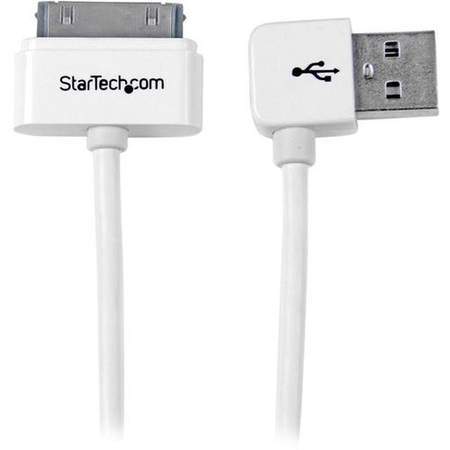 StarTech.com 1m (3 ft) Apple&reg; 30-pin Dock Connector to Left Angle USB Cable for iPhone / iPod / iPad with Stepped Connector - STCUSB2ADC1MUL