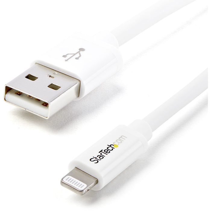 StarTech.com 1m (3ft) White Apple&reg; 8-pin Lightning Connector to USB Cable for iPhone / iPod / iPad - STCUSBLT1MW
