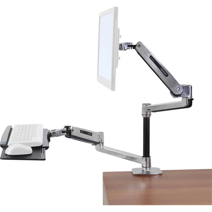 Ergotron WorkFit-LX Desk Mount for Flat Panel Display, Keyboard, Mouse - Polished Aluminum - ERG45405026