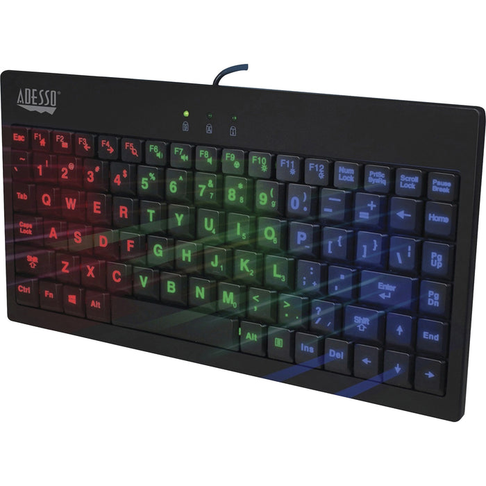 Adesso 3-Color Illuminated Mini Keyboard - ADEAKB110EB