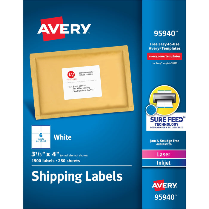 Avery&reg; Shipping Labels - Sure Feed Technology - AVE95940