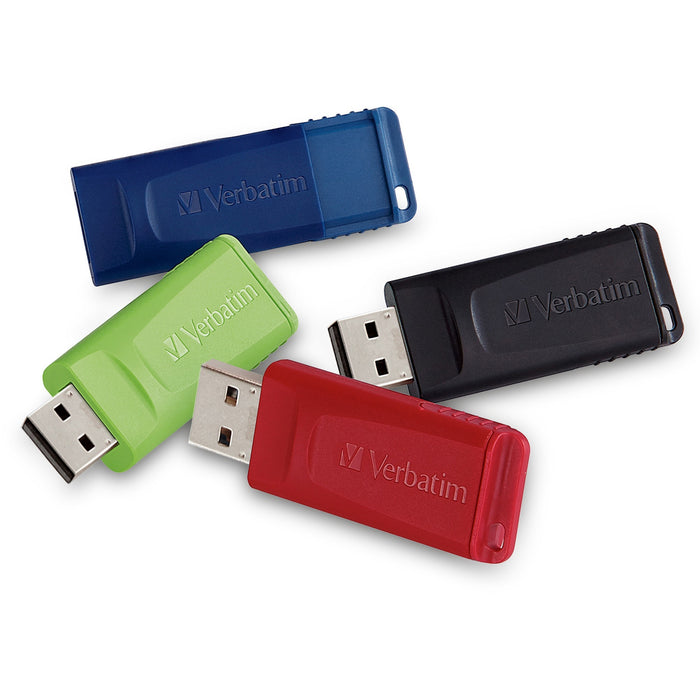 16GB Store 'n' Go&reg; USB Flash Drive - 4pk - Red, Green, Blue, Black - VER99123