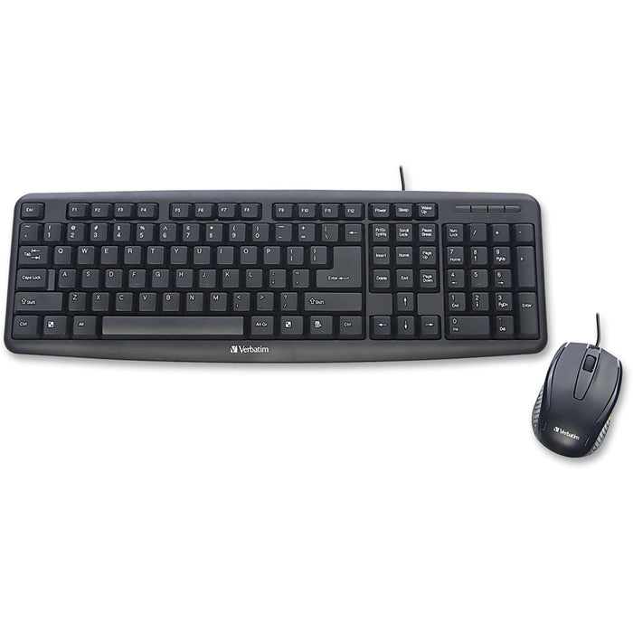 Verbatim Slimline Corded USB Keyboard and Mouse-Black - VER99202