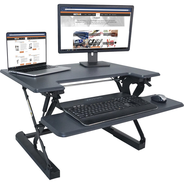 Victor High Rise Height Adjustable Standing Desk with Keyboard Tray (31" , Gray) - VCTDCX710G