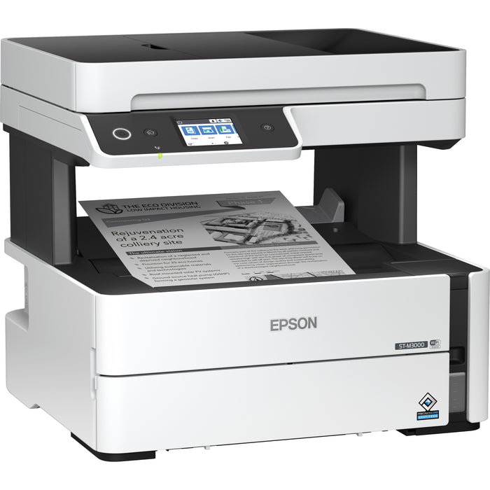 Epson WorkForce ST-M3000 Monochrome Multifunction Supertank Printer. Cartridge Free MFP with ADF & Fax Inkjet copier/Fax/Scanner-1200x2400 dpi Print-Automatic Duplex Print-1200 dpi Optical Scan-20 to - EPSC11CG93201