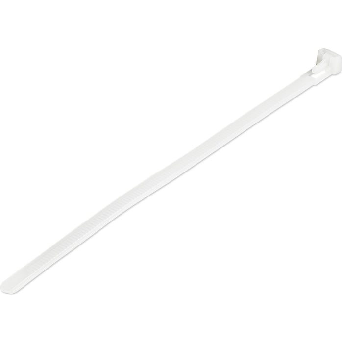 StarTech.com 8"(20cm) Reusable Cable Ties, 1-7/8"(50mm) Dia. 50lb(22Kg) Tensile Strength, Nylon, In/Outdoor, UL Listed, 100 Pack, White - STCCBMZTRB8