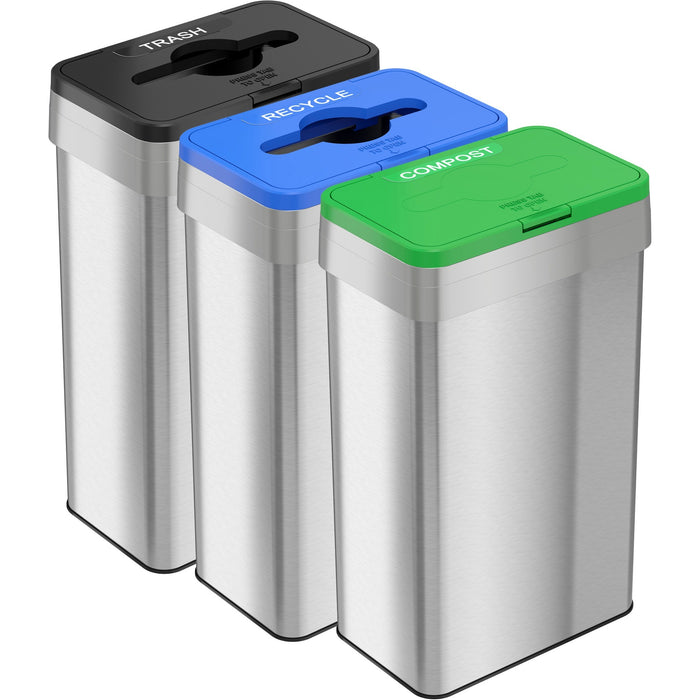 HLS Commercial 21-Gallon Trash/Recycle/Compost Can Set - HLCHLS21UOTTRIO