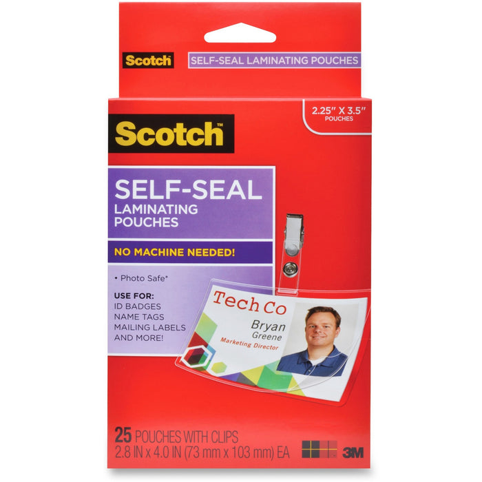 Scotch Self-Laminating ID Clip-Style Pouches - MMMLS852G