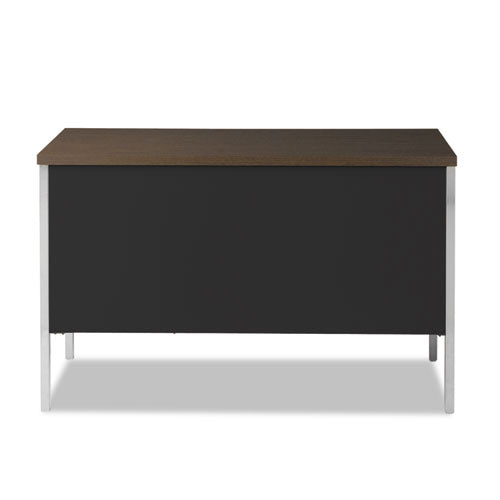Single Pedestal Steel Desk, 45.25" X 24" X 29.5", Mocha-black