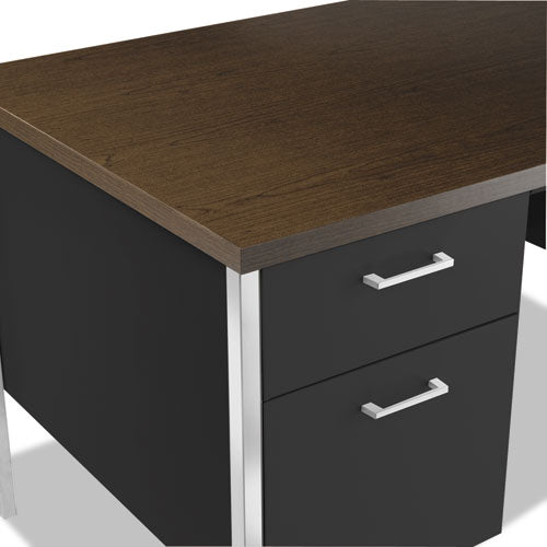 Double Pedestal Steel Desk, 60" X 30" X 29.5", Mocha-black