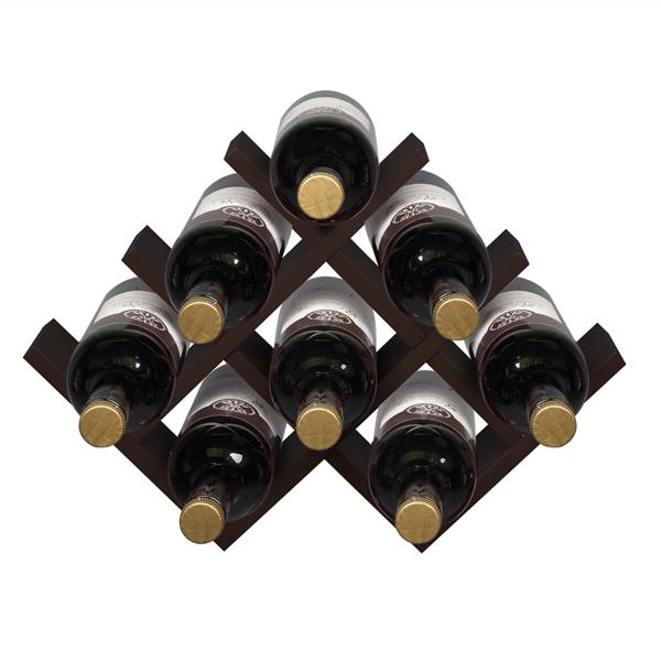 Office Package Wine Rack Wine Holder Wine Storage 8 Bottle Rack Brown Color L17.25&quot; x W 4&quot; x H 11.5&quot;