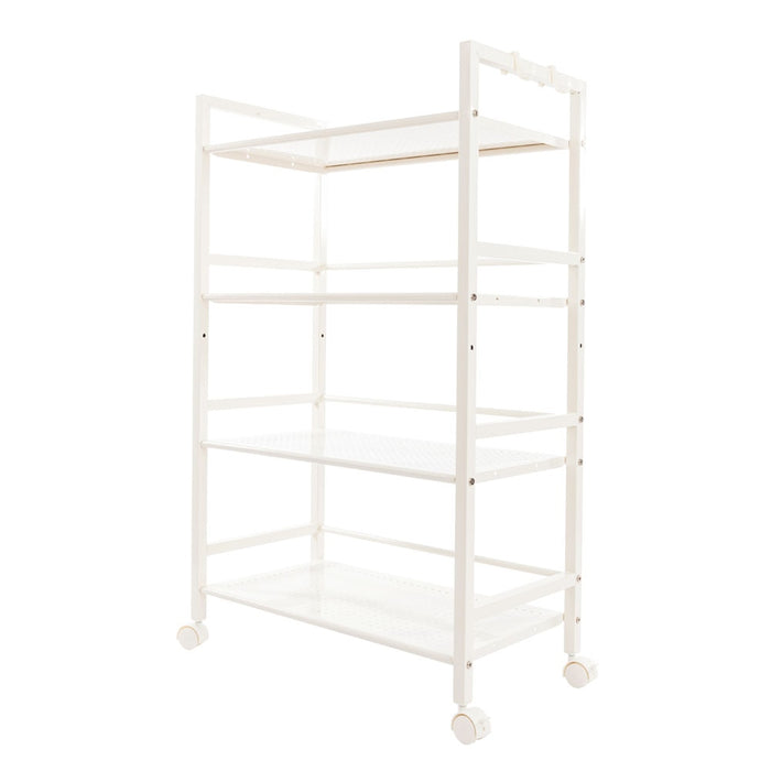 Office Package Widen 4 Tiers Multi-functional Storage Cart  Kitchen Cart Ivory White US Warehouse