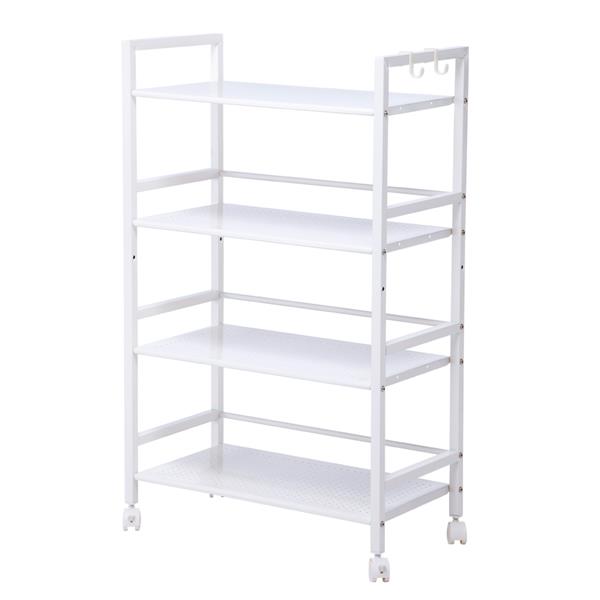 Office Package Widen 4 Tiers Multi-functional Storage Cart  Kitchen Cart Ivory White US Warehouse