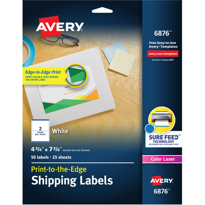 Avery&reg; Print-to-the-edge 2/Sheet Shipping Labels - AVE6876