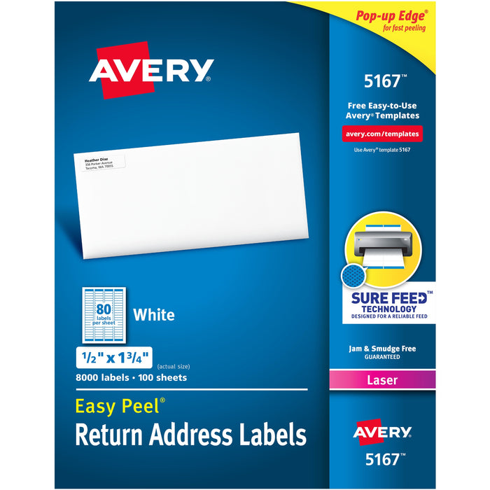 Avery&reg; Easy Peel&reg; Return Address Labels with Sure Feed&trade; Technology - AVE5167