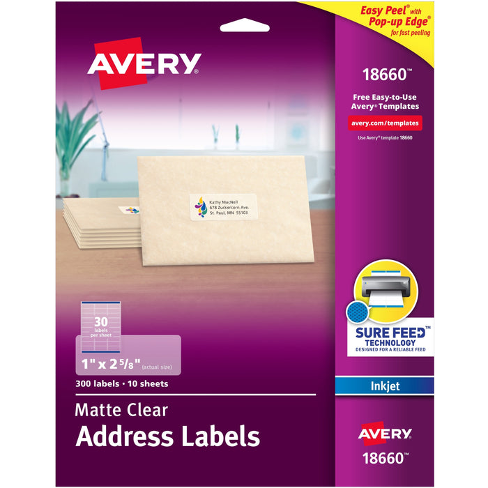 Avery&reg; Matte Clear Address Labels - Sure Feed Technology - AVE18660