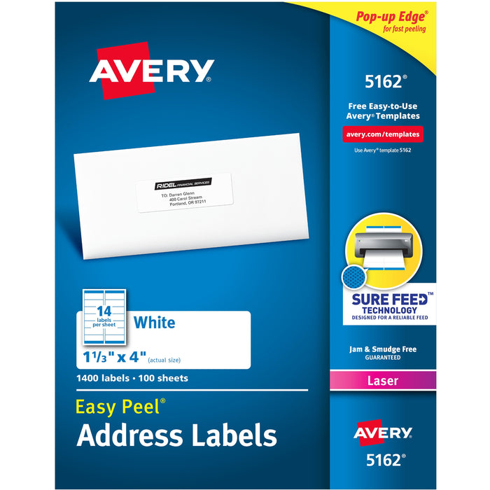 Avery&reg; Easy Peel Mailing Laser Labels - AVE5162