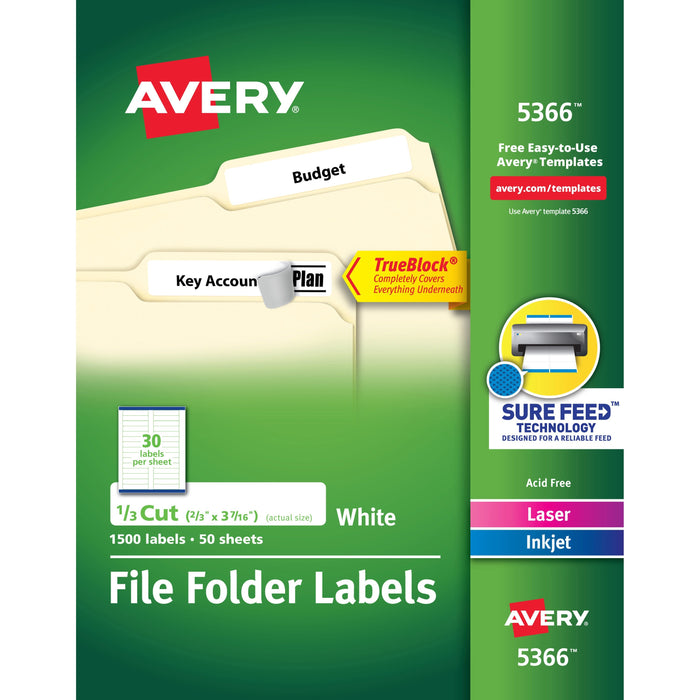 Avery&reg; TrueBlock File Folder Labels - AVE5366