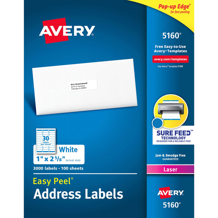 Avery&reg; Easy Peel&reg; Address Labels with Sure Feed&trade; Technology - AVE5160