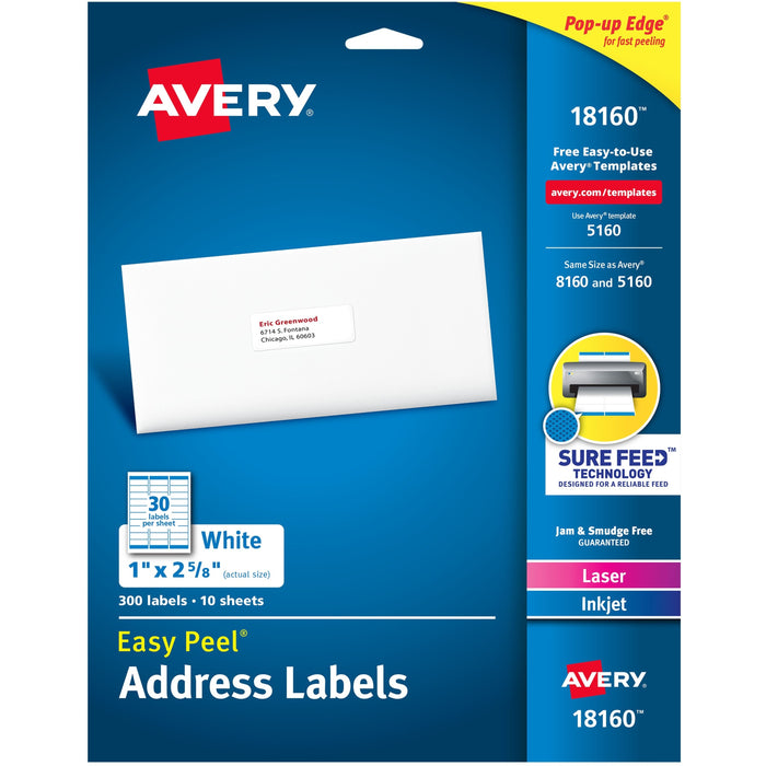 Avery&reg; Easy Peel Address Labels - Sure Feed Technology - AVE18160