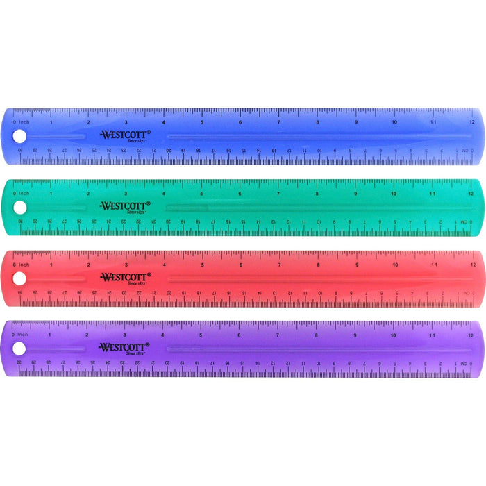 Westcott Transparent Jeweltone 12" Plastic Ruler - ACM12975 Acme United Corporation