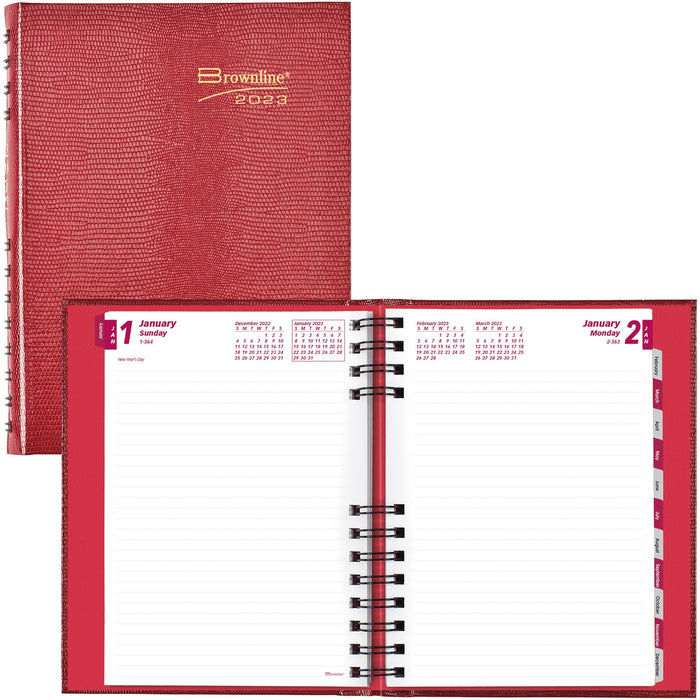 Brownline CoilPro Daily Hard Cover Planner - REDCB389CRED