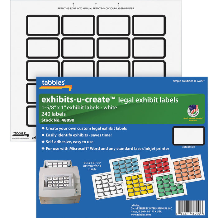 Tabbies Legal Exhibits-U-Create 1" Labels - TAB48090