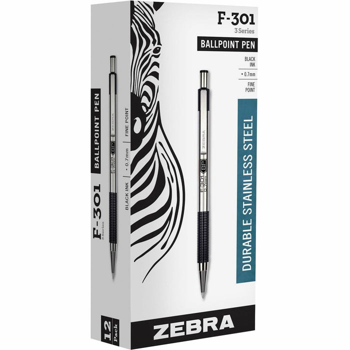 Zebra Pen F-301 Stainless Steel Ballpoint Pens - ZEB27110