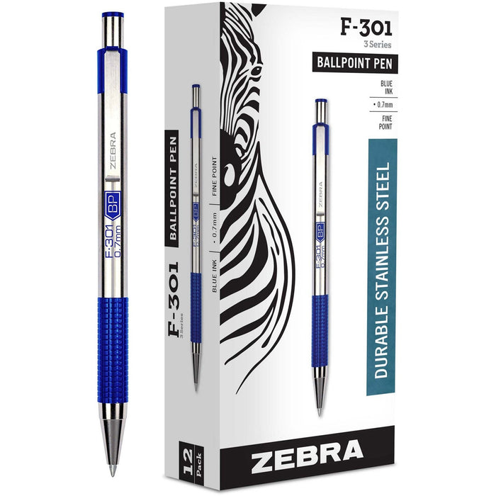 Zebra Pen F-301 Stainless Steel Ballpoint Pens - ZEB27120