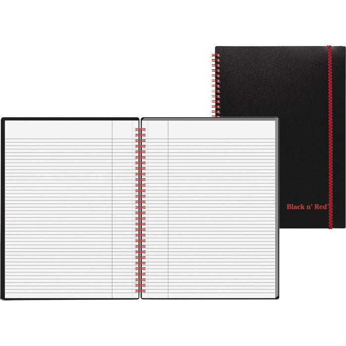 Black n' Red Wirebound Poly Notebook with Front Pocket - JDKE67008