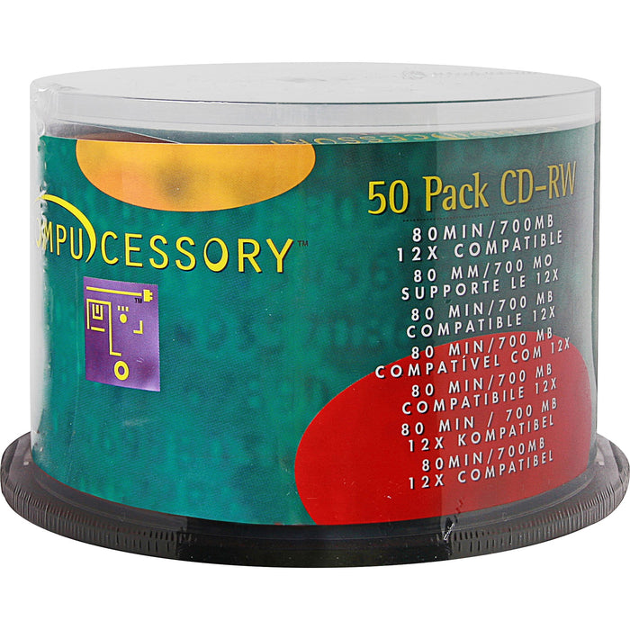 Compucessory CD Rewritable Media - CD-RW - 12x - 700 MB - 50 Pack - CCS72102