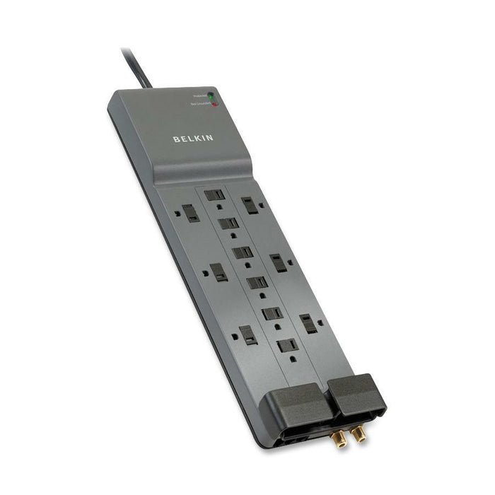 Belkin 12-Outlet Home/Office Surge Protector with 8-foot cord - 8 foot Cable - Black - 3780 Joules - BLKBE11223008