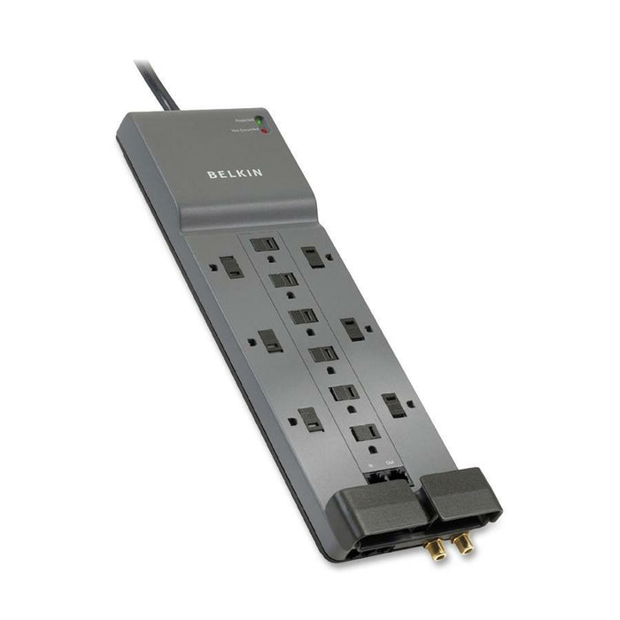 Belkin 12-Outlet Home/Office Surge Protector w/Phone/Ethernet/Coax Protection - 10 foot Cable - Black - 3996 Joules - BLKBE11223410