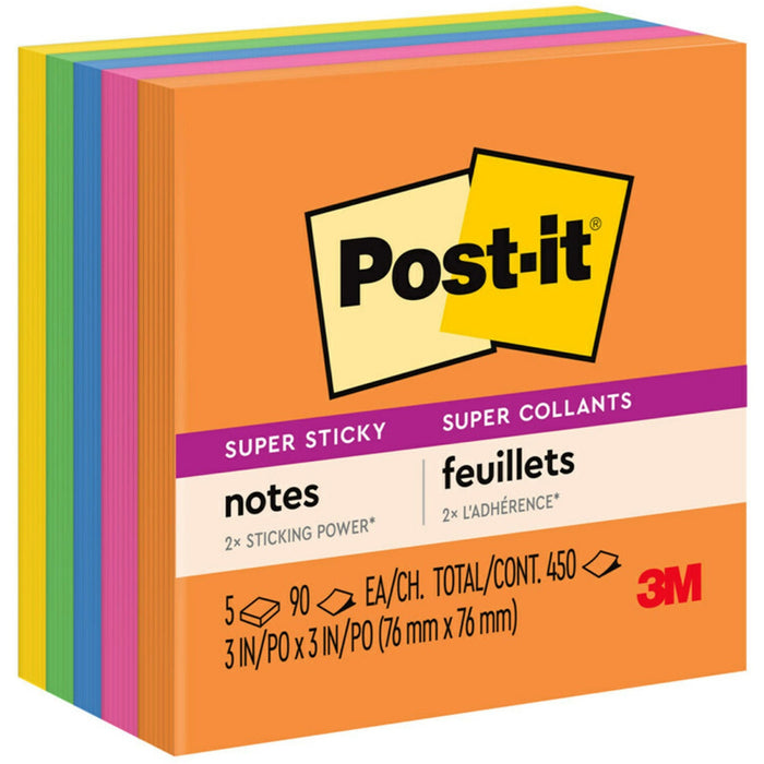 Post-it&reg; Super Sticky Notes - Energy Boost Color Collection - MMM6545SSUC