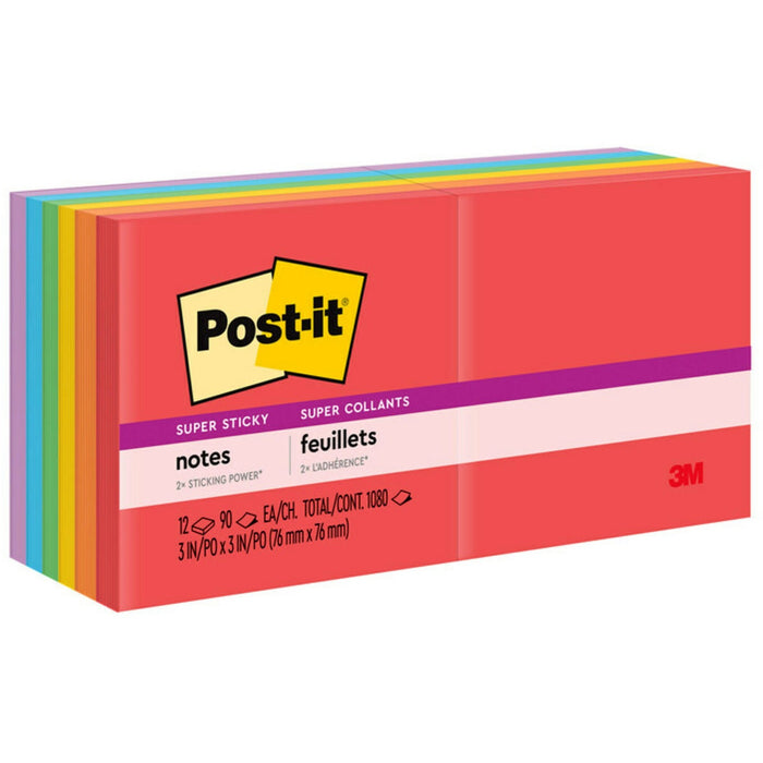 Post-it&reg; Super Sticky Notes - Playful Primaries Color Collection - MMM65412SSAN