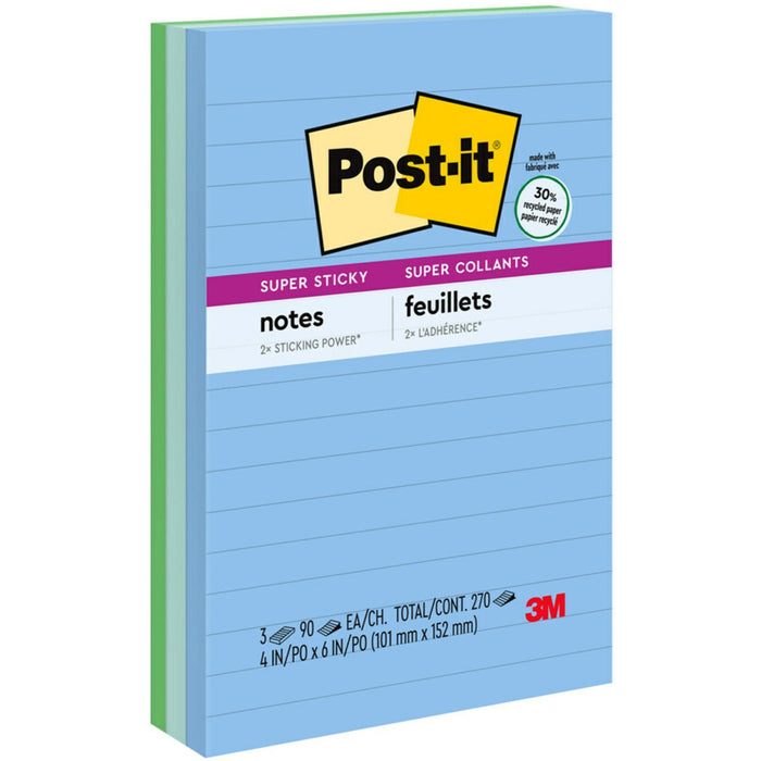 Post-it&reg; Super Sticky Notes - Oasis Color Collection - MMM6603SST