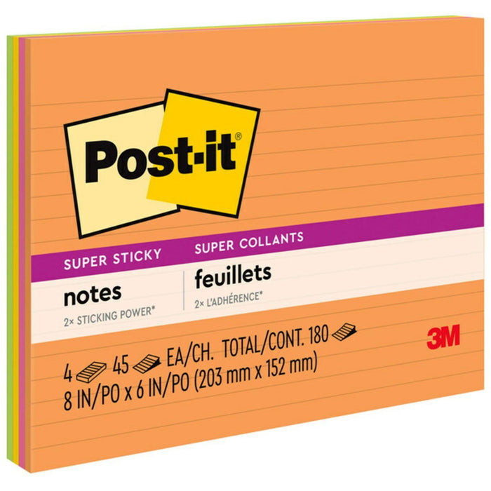 Post-it&reg; Super Sticky Lined Meeting Notepads - MMM6845SSPL