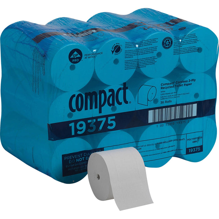 Compact Coreless Recycled Toilet Paper - GPC19375