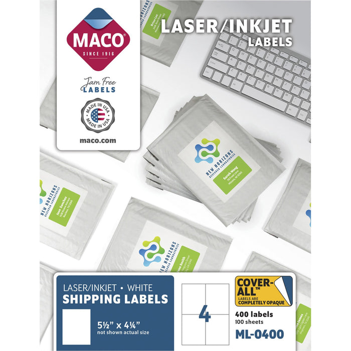 MACO White Laser/Ink Jet Shipping Label - MACML0400