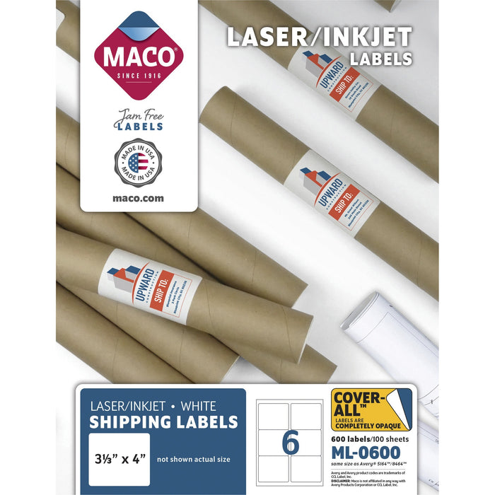 MACO White Laser/Ink Jet Shipping Label - MACML0600