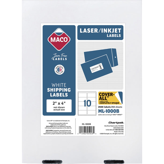MACO White Laser/Ink Jet Shipping Label - MACML1000B