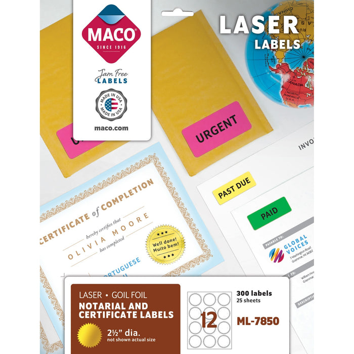 MACO Laser Gold Foil Notarial & Certificate Labels - MACML7850
