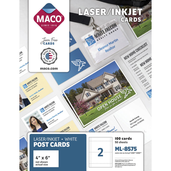 MACO Micro-perforated Laser/Ink Jet Post Cards - MACML8575