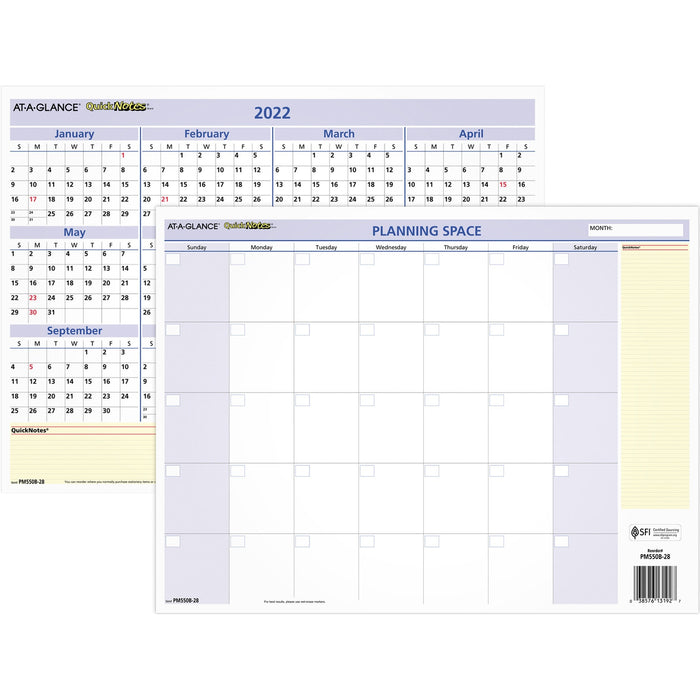 At-A-Glance Quicknotes Mini Erasable Yearly Wall Planner - AAGPM550B28