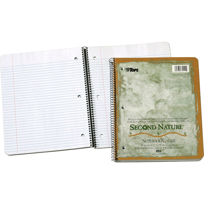 TOPS Second Nature College Rule Spiral Notebooks - Letter - TOP74111