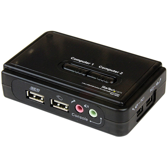 StarTech.com 2 Port USB KVM Kit with Cables and Audio Switching - KVM / audio switch - USB - 2 ports - 1 local user - STCSV211KUSB
