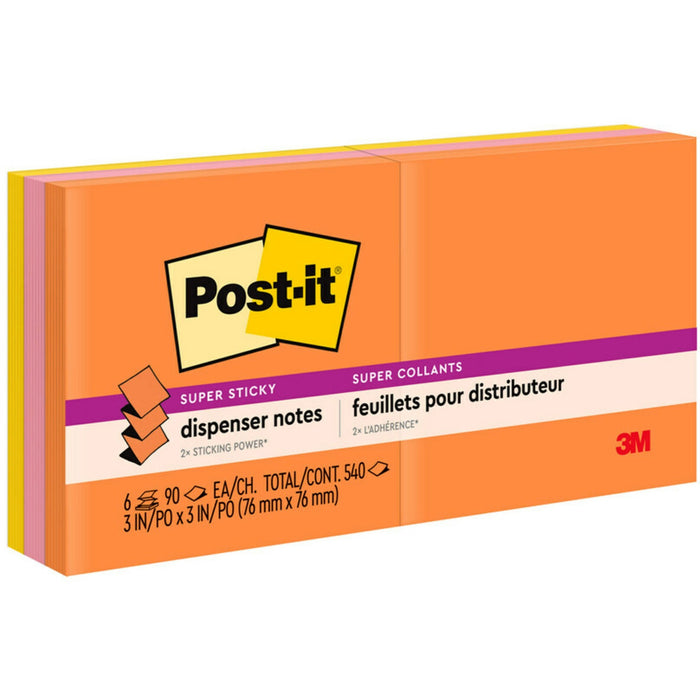 Post-it&reg; Super Sticky Dispenser Notes - Energy Boost Color Collection - MMMR3306SSUC
